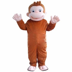 Curioso George Monkey Mascot Trajes dos desenhos animados Dress Fancy Dress Halloween Festa Fato Adulto Tamanho