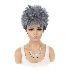 European och American Short Women's Wig Head Set Personlighet Tornande Små Skruv Curly Fluffy Wig