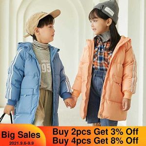 2021 New Fashion Winter Children Down Kurtka Z Kapturem Zagęszczona Dziewczynka Ubrania Ciepłe Chłopcy Odzież Odzieży Dzieci Casual Płaszcz Dla Dziewczyny 2-6Y H0909