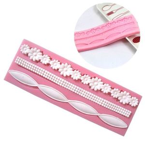 3D Lace Flower Bead Chain Silicone Fondant Mould Cake Baking Molds Sugar Paste Pastry Tools