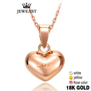 18K Pure Gold Pendant Hearts Rose Yellow Love Söt fina Smycken Tjej Fröken Gift Rabatt Utsökt Trendiga Charm Kvinnor