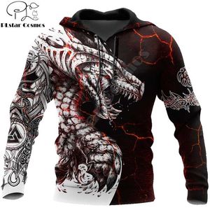 Svart vit tatuering drake 3d tryckta män hoodies sweatshirt unisex streetwear dragkedja pullover casual jacka tracksuits kj0192 220114