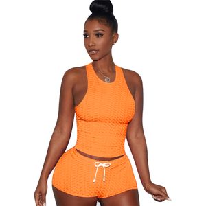 Yeni XS-3XL Yaz Kadın Yoga Kıyafetleri İki Parçalı Set Plus Boyut Terzini Düz Renk Giyim Kolsuz Yelek+Bikter Şort Jogger Suit 4539