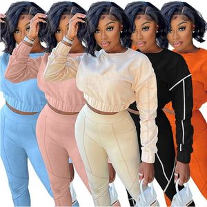 Jogger Passar Kvinnor Tracksuits Fall Vinter Kläder Långärmad Sweatsuits Pullover Hoodie Byxor Två Piece Set Active Outfits Outdoor Sportswear Wholesale 7006