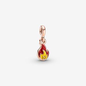 100% 925 Sterling Silver Me Burning Flame Mini Dangle Charms Fit Pandora Original European Charm Bracelet Mode Bröllop Förlovning Smycken Tillbehör