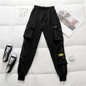 Pantaloni cargo a vita alta da donna primavera Pelliccia invernale Sport Pantaloni larghi elastici in velluto Harajuku BF 210925