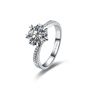 Cluster Ringen Pure k Gouden Sneeuwvlok Stijl Smart Excellent Diamond Dames Trouwring Ontwerp Sieraden Match All