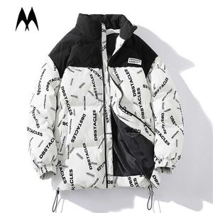 Street Hip Hop Coat Men Winter Thick Parka Jacket Harajuku Print Giacche Fashion Warm Parka Mens Outwear Streetwear 211129