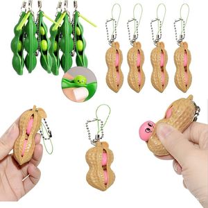Fidget Toy Peanut Peapods Pea Poppers Squishes Tik Tok Push Bubble Keychain Stress Relief Key Ring Anti ADHD Leksaker Squeezy Peas