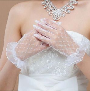 Super Full Finger Handgelenk Länge Sheer Tüll Brauthandschuhe Neuankömmlinge Spitze Hochzeitszubehör