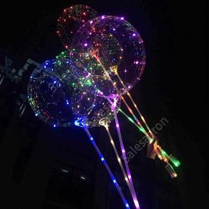 Palloncino Bobo LED con bastone da 31,5 pollici Palloncino con corde 3M Luce LED Natale Halloween Palloncini compleanno Decorazioni per feste Palloncini Bobo DHS57