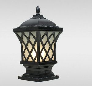 LED outdoor post lamps bronze antique black gridding wall light waterproof door top bollard lamp