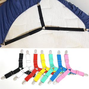 4Pcs/Set Elastic Bed Sheet Grippers Belt Fastener Adjustable Triangle Anti-slip Button Multifunction Adjustment Buckle Mattress Cover Blanket Holder Clips JY0619