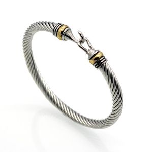 Bracelet en forme de crochet torsadé en fil d'acier populaire Bracelet en or Bracelet en câble en acier inoxydable