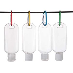 50ML Empty Alcohol Refillable Bottle With Key Ring Hook Clear Transparent Plastic Hand Sanitizer For Travel Bottles