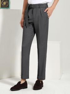 Męskie garnitury Blazery wełny Wysoka jakość materiału szarego spodni Autumn for Business Man o wysokim stanie xl rozmiarów plus