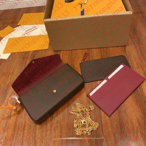 Tre stycke kostym väska väska brun brev blomma äkta läder kedja axelväskor handväska mini plånböcker korthållare mode le6688 Superior leverantörer till salu