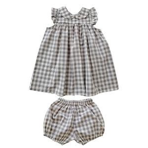 Koreański styl Baby Girl Frocks Infant Plaid Dress Boutique Odzież Maluch Dziewczyny Bawełna Christening Suknia Infantil 1-5y 210615