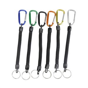 Outdoor Gadgets Tactical Retractable Spring Elastic Rope Security Gear Tool Hiking Camping Anti-lost Phone Keychain Fishing Lanyards XDJ195