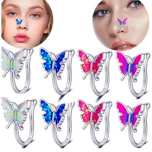 Butterfly Clip On Nose Pierścionki Fake Septum Non Piercing Body Biżuteria dla mężczyzn i kobiet