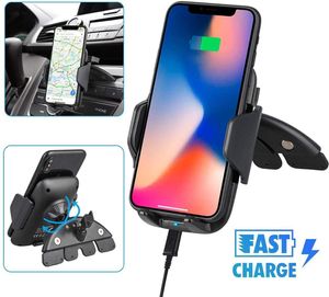 Xmxczkj Qi Trådlös laddare för iPhone 11 Pro Max XS Samsung S10 CD Slot Mount Fast Wirless Laddning Bilhållare