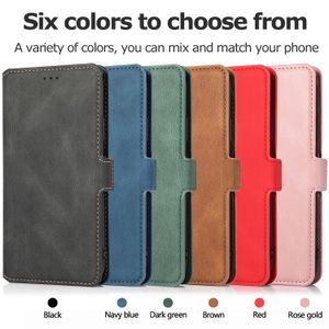 Brieftaschen-Handyhüllen für iPhone 14 13 12 11 Pro X XR XS Max 7 8 Plus Retro-Kalbsleder-Textur PU-Leder Flip Kickstand Cover Case mit Kartenfächern