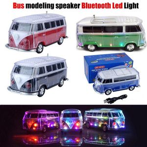 2021 Yeni Taşınabilir Mini Otobüs Hoparlörler Araba Oyuncu Ses FM Kablosuz Bluetooth LED Işık USB / TF Kart Stereo Hoparlör