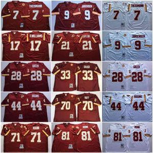 NCAA Vintage Football 7 Joe Theismann Jersey 9 Sonny Jurgensen 68 Russ Gritm 70 Sam Huff 33 Sammy Baugh 81 Art Monk Retro