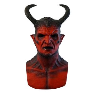 Ikari-Demon Latex Mask Devil Realistic Prank Present Spooky Halloween Gift Zabawki do kostiumu Party Urodziny Boże Narodzenie prezent 220303