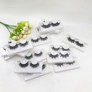 Großhandel 20pcs Faux Mink Wimpern 15mm bis 20 mm Streifen Wimpern Weiches Falsch-Wimpern-Weiß-Tablett mit Abdeckung Wimpernschalen Kosmetische Werkzeuge für Frauen