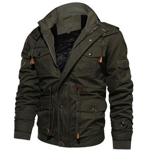 Men's Trench Coats Thick Warm Mens Parka Jacket Winter Fleece Multi-pocket Casual Tactical Army Men Plus Size 4XL Hooded Coat