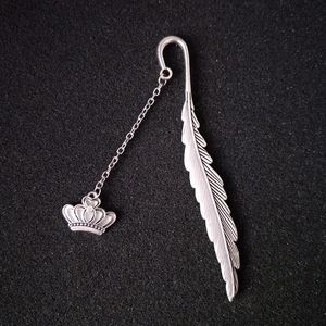 Bookmark Glow In The Dark Feather Crown Luminous Silver Bookmarks Page Marker Metal Book Accessories