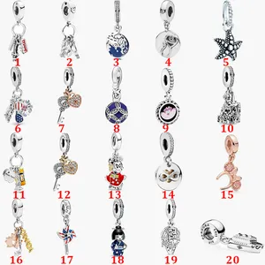 Womens 925 Sterling Silver Charms Fit Pandora Bracelet Style Top Quality Charms Spinning Pinwheel Love Key Style Versatile Lady DIY Beads With Original Box
