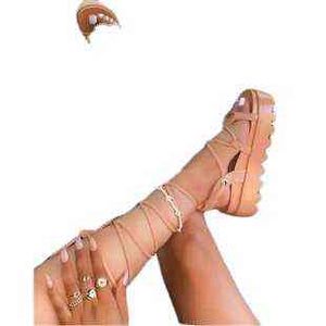 Stora sandaler Kvinnors 2022 sommar europeiska och amerikanska muffinbandage tjocka bottenkvinnors sandaler