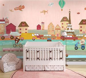 Wallpapers Bacaz Cartoon Architecture Wallpaper Mural 3d Wall Po For Kids Room Sofa Background Animal Paper Decor