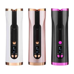 Cordless Automatic Hair curler USB Rechargeable Iron Curls Waves LCD Display Ceramic Curly Rotating Curling Wave Styer