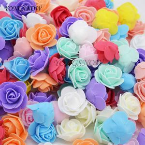 3cm Mini PE Foam Roses Teste di fiori artificiali multiuso Giardino domestico Forniture per ghirlande fai-da-te Decorazione di nozze Y0630