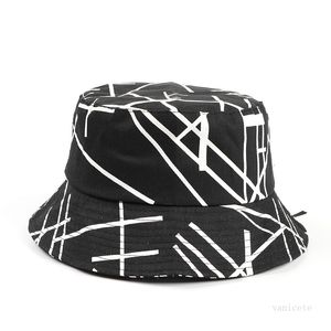 Party Hats Fisherman's hats female letter line printing basin cap Japanese versatile black and white hip hop hat spring and summer T2I52328