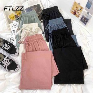 Calças de mulher Streetwear verão macio macio sólido alta cintura de moletom mulheres coreano Ulzzang 210525
