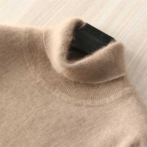 男のジャンパー100％ミンクカシミヤニットセーターソフトタートルネック冬の厚い暖かいジャンパー8彩色の男性のセーター211018