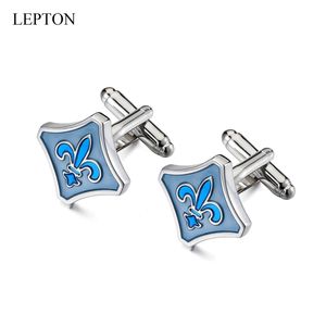 Fleur De Lis Cufflinks dla Męskie Niebieski Fleur-De-Lis CUFFLINK / Dzień ojca / Kochanek / Przyjaciół / Wesele / Rocznice / Prezent Urodziny