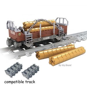 電車の馬車Mocのアクセサリーモデルセットフィット標準トラック都市の列車レールDIYビルディングブロック子供用ギフトQ0624