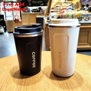 Thermos Tazza da caffè Bicchiere a doppia parete in acciaio inossidabile Thermos Bottiglia termica Tazza da tè Tazza da viaggio per auto Thermocup Aggiungi nome 210809