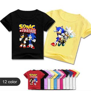 子供の夏のアニメのゲーム綿のティーヨーロッパとアメリカのトレンドの新しいTシャツの子供ユニセックスソニックトップベビーショートスリーブG1203