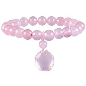 Link, Chain Luck Cute Fish Feet Shape Pendant Bracelet Natural Amethyst Rose Quartz Crystal Stone Beads Elastic Men Women Jewelry