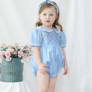 Children Smocked Romper Baby Girl Handmade Smocking Clothes Infant Embroidery Jumpsuit Toddler Boutique Clothing 210615