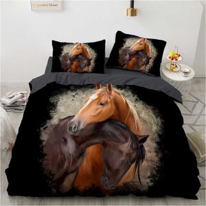 Conjunto de cama 3D de luxo Europa rainha rei dupla edredão tampa de cama confortável cobertor / colcha conjunto animal cavalo