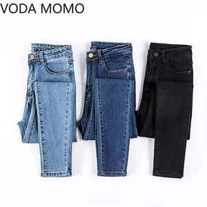 Jeans fêmea jeans calças pretas cor womens jeans mulher donna esticar fundos fragmentos para mulheres calças plus size 210715