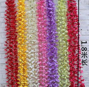 Decorações de casamento Party Favors Flowers Artificial 1.8m Silk Long Wisteria Vine Rattan Decorações de Natal