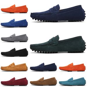 2021 Running Shoes Fashion Casual Selling Black Pink Blue Red Gray Orange Green Brown Mens Slip On Lazy Leather Peas